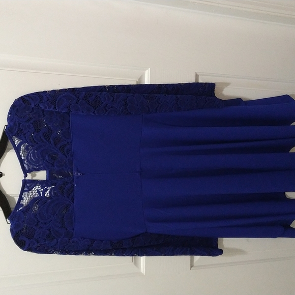 Rare Editions Lace/Scuba Two-Tier Fit-And-Flare Dress Big Girls Size 14 - Picture 5 of 7